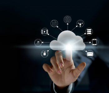 Cloud computing, futuristic display technology connectivity concept